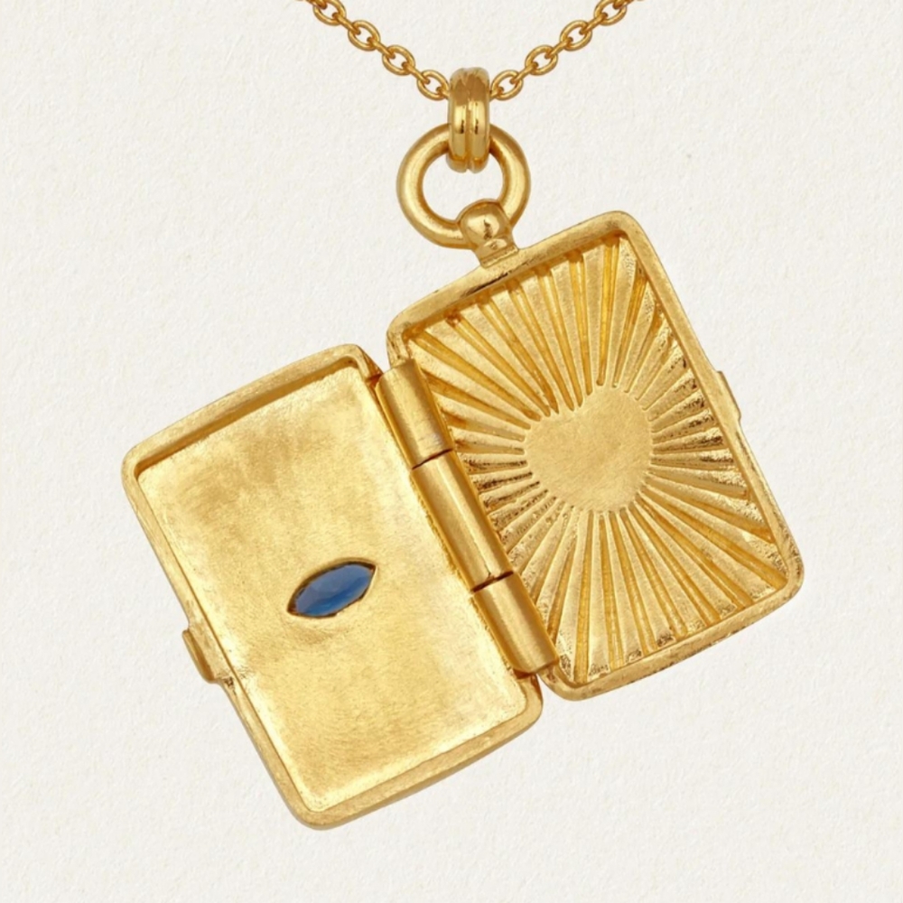 New 18K Gold Vermeil Meri Locket Evil Eye Talisman Necklace - Picture 6 of 6